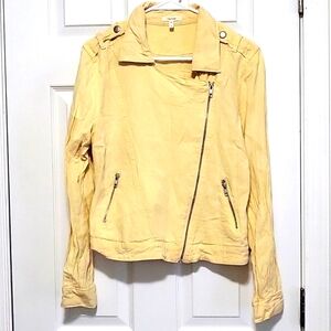 Maurice's asymmetrical linen moto jacket